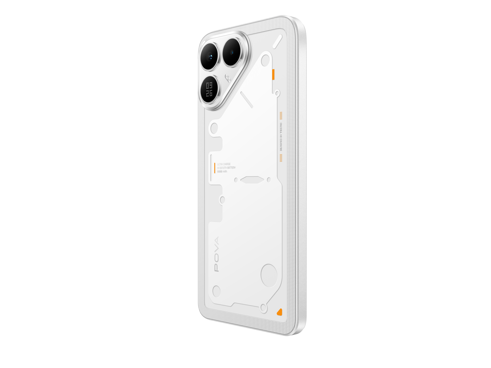 POVA 8 — 16-Bit White. Translucent back with schematic overlay.