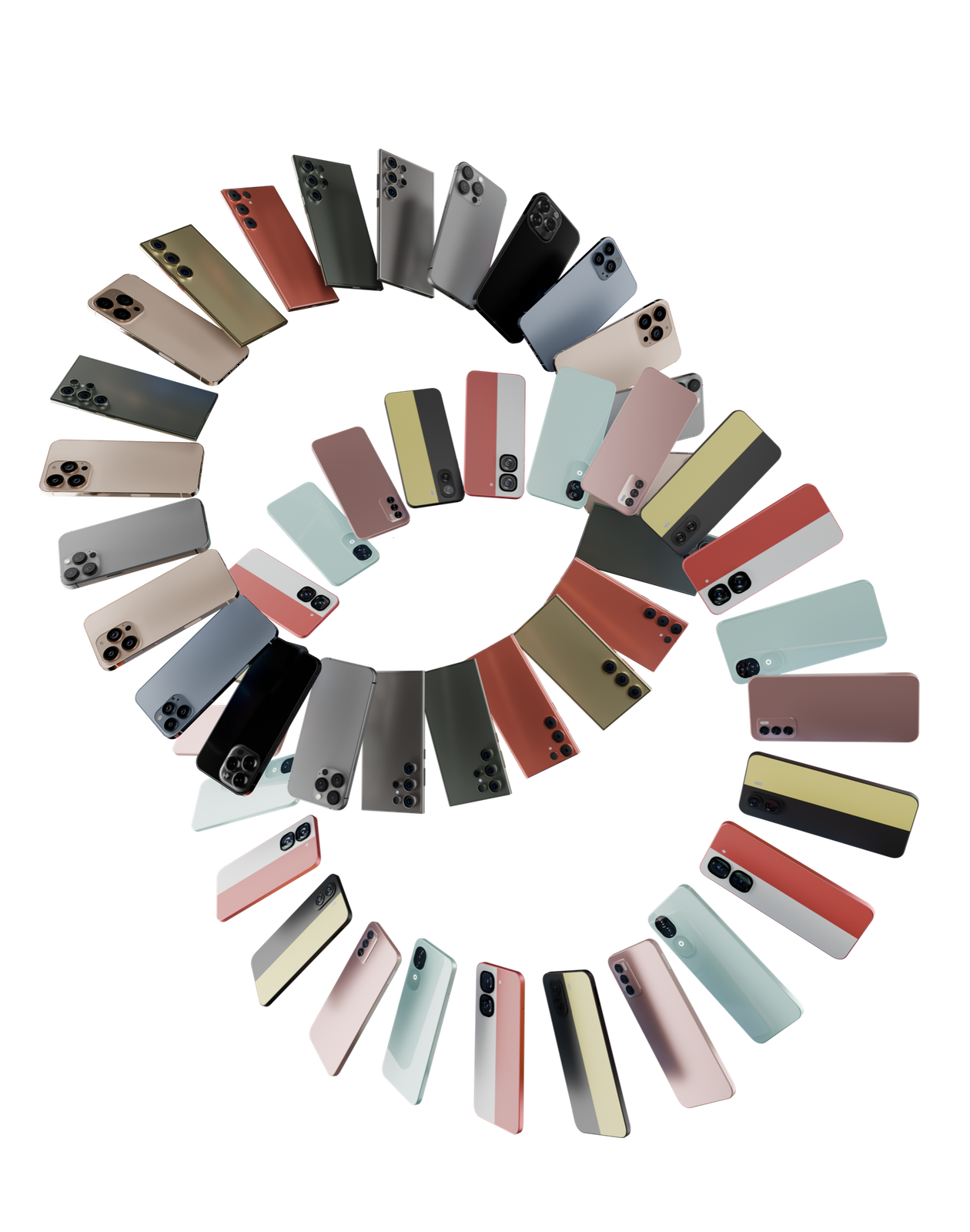 The POVA family in one frame — every colorway across Curve, Curve 02, POVA 8, POVA 7 Pro.